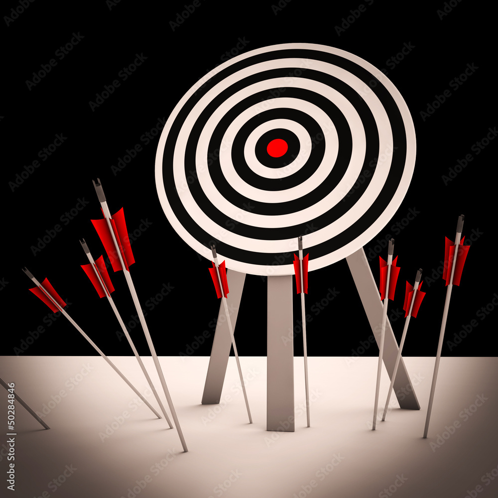 Poster arrows on floor showing missing objective
