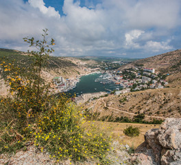 Fototapeta na wymiar Town in Balaklava bay. view on top.