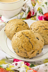 English scones of whole wheat  with tea