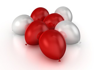Red and White Balloons on Ground