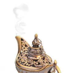Aladdin magic lamp isolated on white