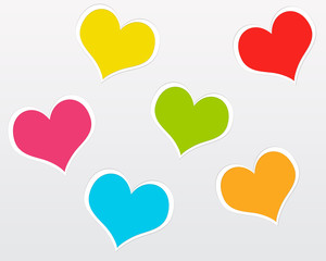 Postal con corazones de colores