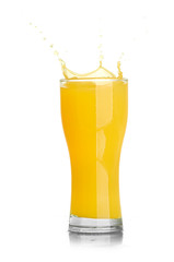 orange juice splash isolated on a white background