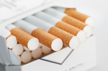 Closeup of a pile of cigarettes