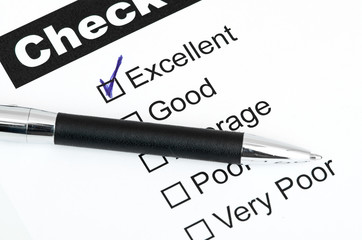 Fototapeta premium Tick placed in excellent checkbox on customer