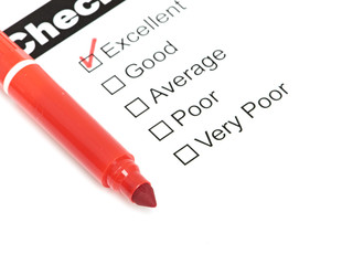 Tick placed in excellent checkbox on customer