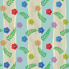 ornament flowers and  leaves on stripes