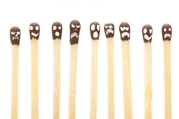matches with painted faces