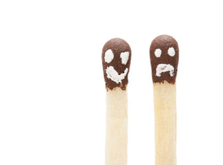 matches with painted faces