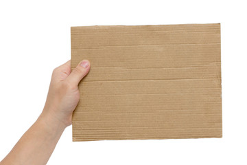 cardboard frame in the hands on a white background