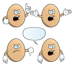 Collection of angry eggs with various gestures.