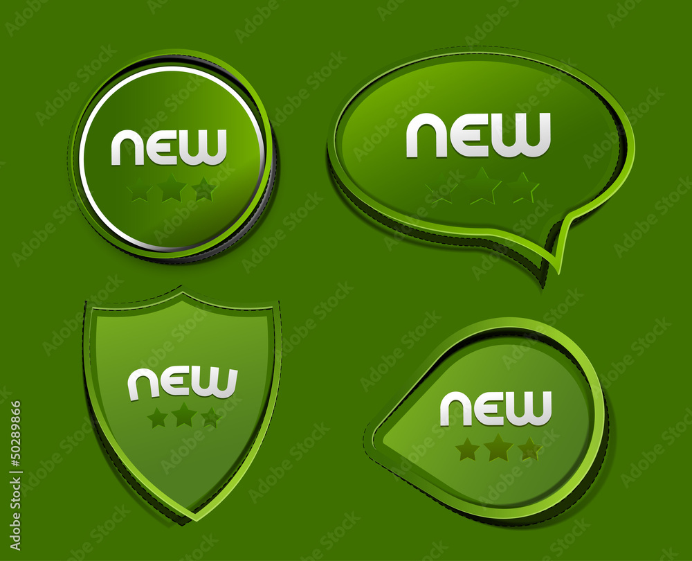 Wall mural new labels. vector set design element.