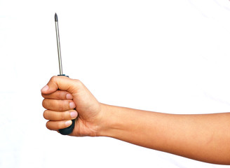 Asian woman hand hold the screw driver wrench