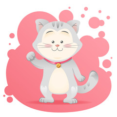 Carte de vecteur de jouet chat dessin animé mignon