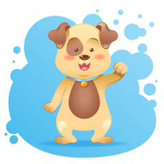 Cute cartoon dog toy vector card