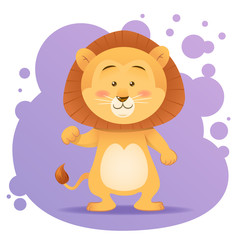Cute cartoon lion toy vector card