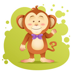Cute cartoon monkey toy vector card