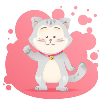 Cute cartoon cat toy vector card