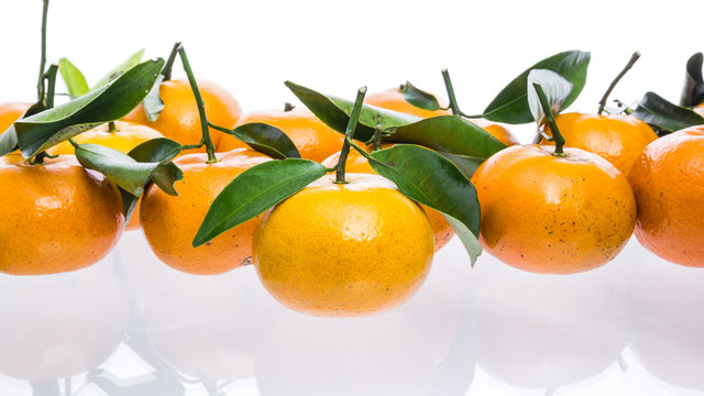 Isolated tangerine orange on white background