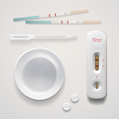 Positive pregnancy tests set, vector Eps10 image.