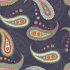 paisley elements seamless pattern