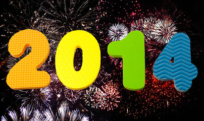 2014 mit Feuerwerk