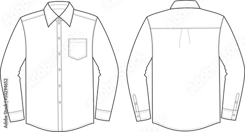 Button Up Shirt Technical Flat Sketch Sketch Coloring Page