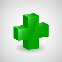Pharmacy symbol - green cross, vector