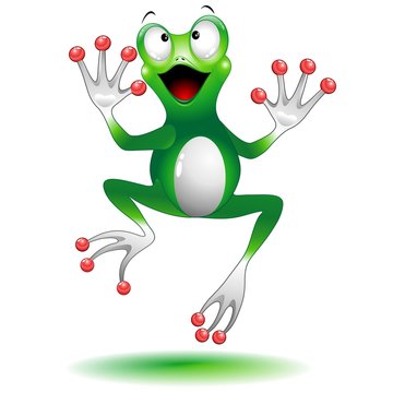 Happy Jumping Frog Cartoon-Ranocchia Salta Felice-Vector