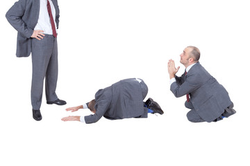 businessmen begging his boss