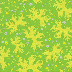 Green spring leaves seamless pattern
