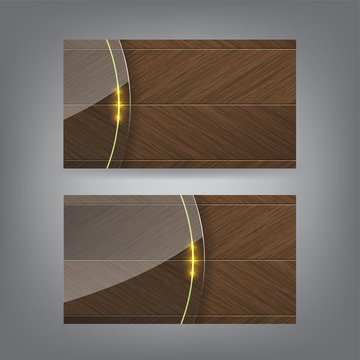Wood and neon glass theme business card template