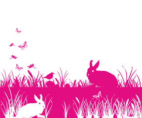 Fototapeta na wymiar Landscape with bunnies