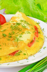 Omelet with herbs and vegetables