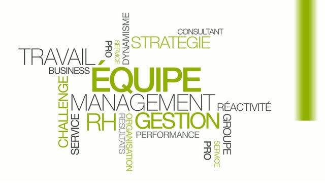 Equipe gestion travail management RH nuage de mots animation