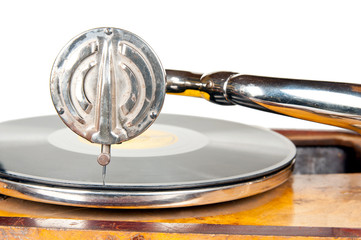 old gramophone needle and black vinyl © borzywoj