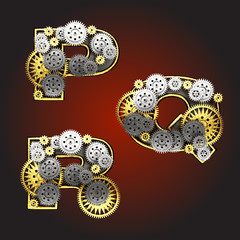 Vector metal figure  with gearwheels