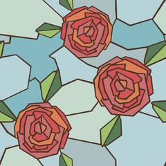 Vector Seamless Pattern of  Stained-Glass Window