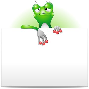 Frog Cartoon with White Panel-Rana con Pannello-Vector