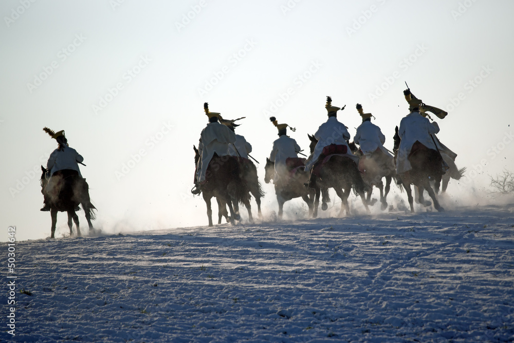 Wall mural Charging horse warriors, Battle of Austerlitz