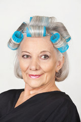 Woman With Hair Curlers