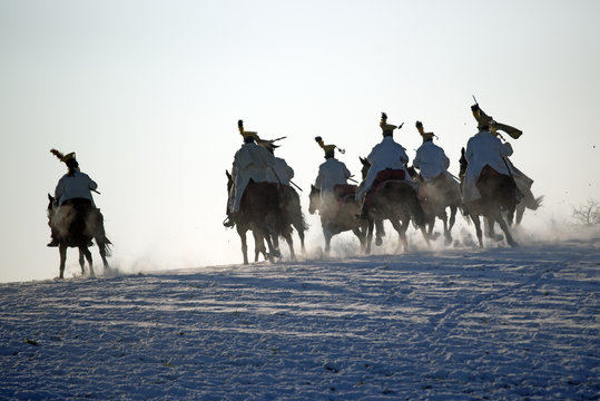 Charging horse warriors, Battle of Austerlitz