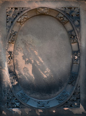 Aged Victorian gravestone frame with a gothic grunge look
