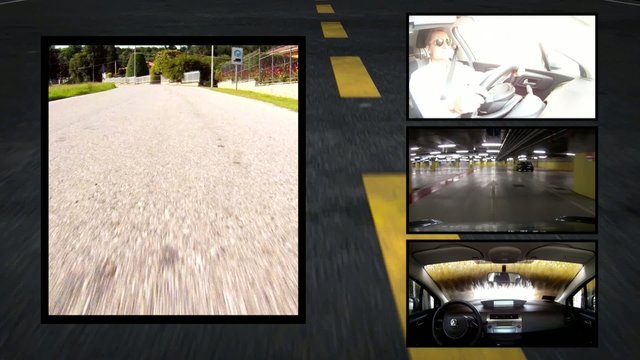 by car, collage