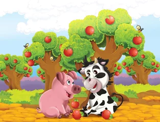 Voile Gardinen Bauernhof Das Leben auf dem Bauernhof - Illustration für die Kinder