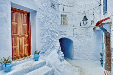 City streets of Chefchaouen, Morocco