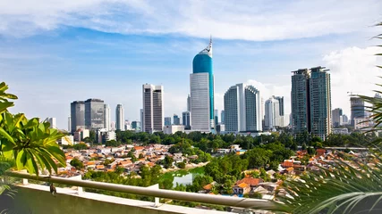 Fototapete Indonesien Panoramisches Stadtbild der indonesischen Hauptstadt Jakarta