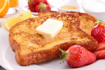 french toast with butter and honey