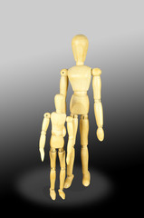 gliederpuppen - vater mit kind