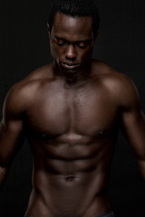 Fototapeta na wymiar Atheletic African American Man Topless